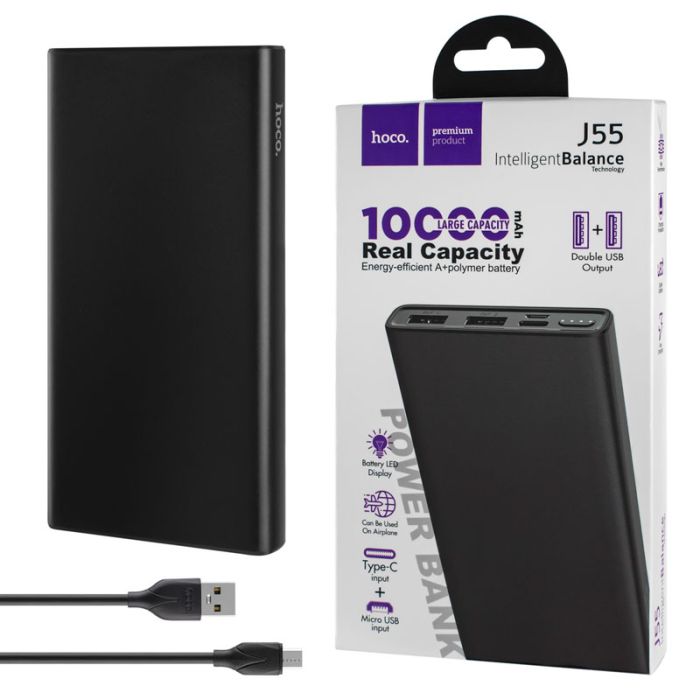 Hoco J55 Neoteric Mobile 10000 mAh 2 А 5V 2USB Чорний