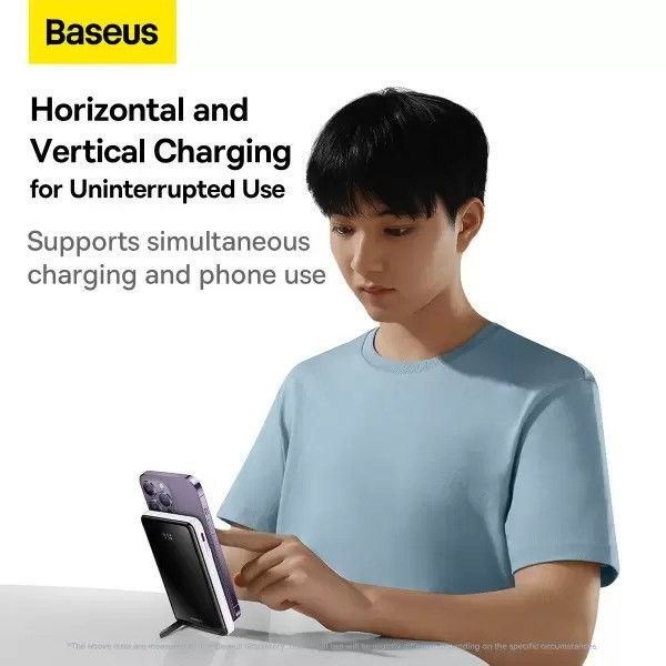 Baseus Magnetic Bracket Wireless Fast Charge 10000 mAh 20W + Кабель Type-C - Type-C 60W 3A Швидка зарядка QC3.0+PD3.0 (PPCX000002) White