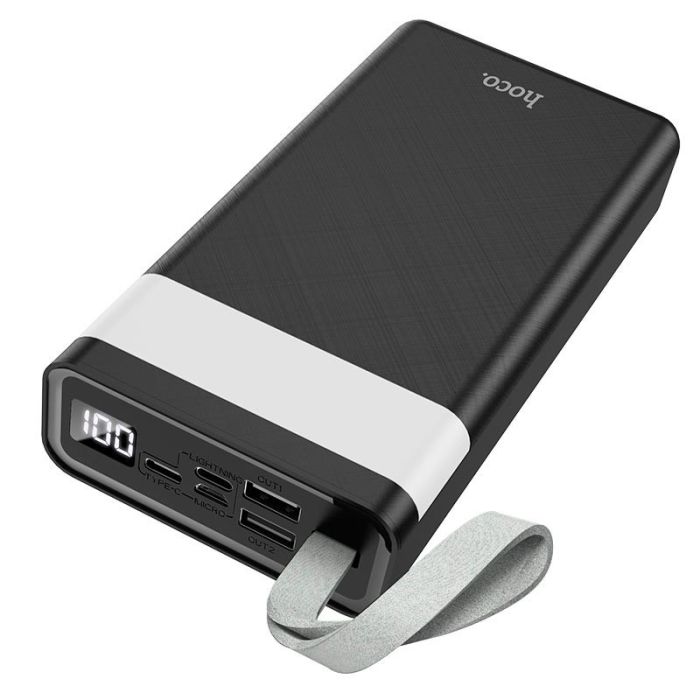 Hoco J73 30000 mAh |2USB/Type-C/Micro, Ліхтарик, 2A| Black