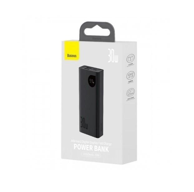 Baseus 10000 mAh 30W 5A Adaman2 Digital Display з технологією QC3.0+PD3.0 2USB+Type-C + Кабель USB to Type-C (PPAD040001) Black