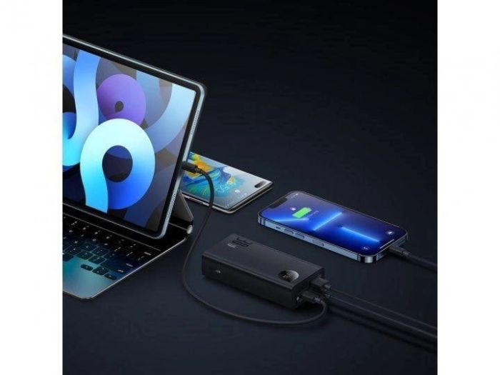 Baseus 20000 mAh 30W 5A Adaman2 Digital Display з технологією QC3.0+PD3.0 2USB+Type-C + Кабель USB to Type-C (PPAD050001) Black