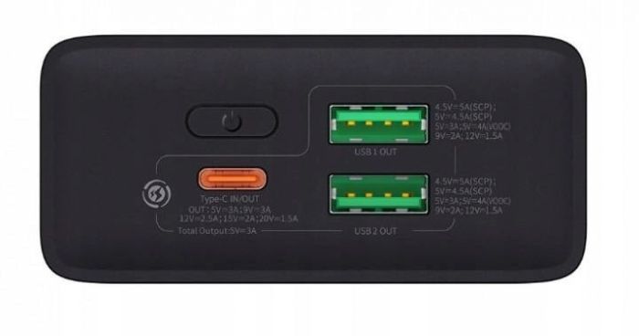 Baseus 20000 mAh 30W 5A Adaman2 Digital Display з технологією QC3.0+PD3.0 2USB+Type-C + Кабель USB to Type-C (PPAD050001) Black