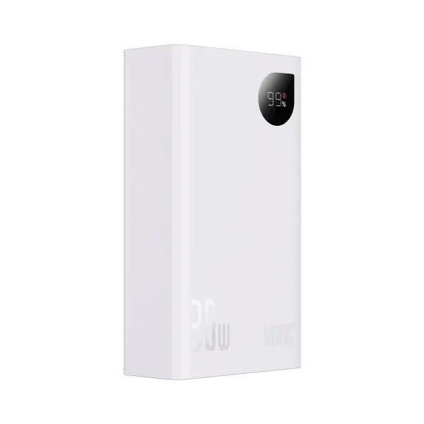 Baseus 20000 mAh 30W 5A Adaman2 Digital Display з технологією QC3.0+PD3.0 2USB+Type-C + Кабель USB to Type-C (PPAD050002) White