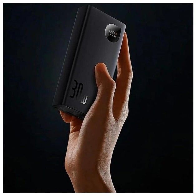 Baseus 20000 mAh 30W 5A Adaman2 Digital Display з технологією QC3.0+PD3.0 2USB+Type-C + Кабель USB to Type-C (PPAD050001) Black