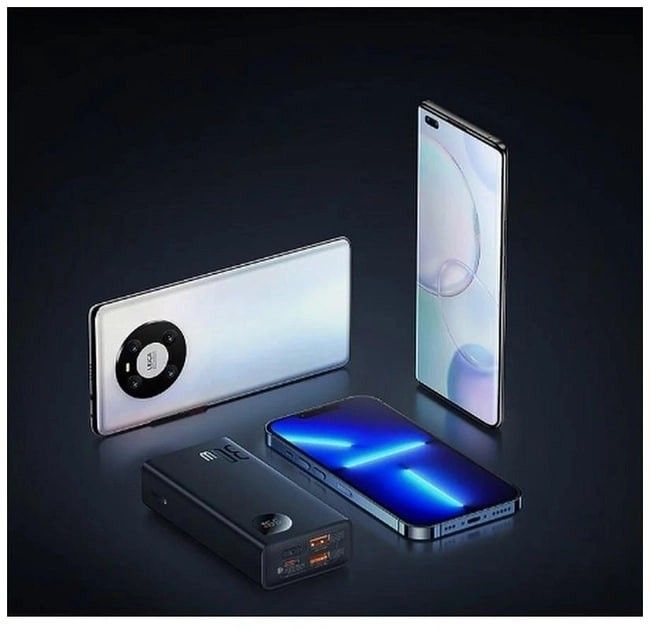 Baseus 20000 mAh 30W 5A Adaman2 Digital Display з технологією QC3.0+PD3.0 2USB+Type-C + Кабель USB to Type-C (PPAD050001) Black