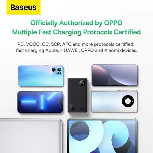 Baseus 20000 mAh 30W 5A Adaman2 Digital Display з технологією QC3.0+PD3.0 2USB+Type-C + Кабель USB to Type-C (PPAD050001) Black