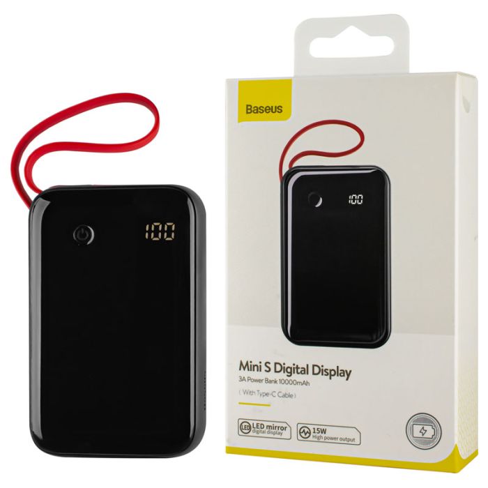 Baseus Mini S Digital Display 3A 10000 mAh Type-C Cable PPXF-A01 Black