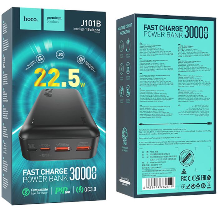 Hoco J101B Astute 22.5W 30000 mAh /Black