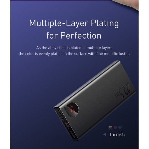 Baseus 20000 mAh 22.5WAdaman QC3.0+PD3.0 Чорний