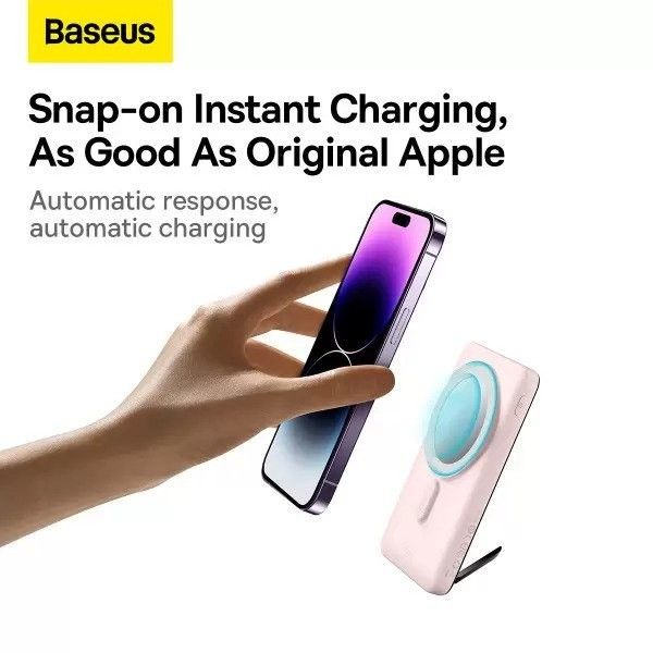 Baseus Magnetic Bracket Wireless Fast Charge 10000 mAh 20W 3A QC3.0+PD3.0 Рожевий