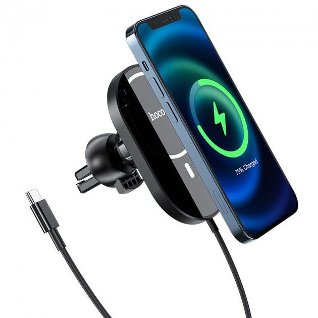 Hoco Powerful magnetic wireless charging car holder CA90 15Вт black