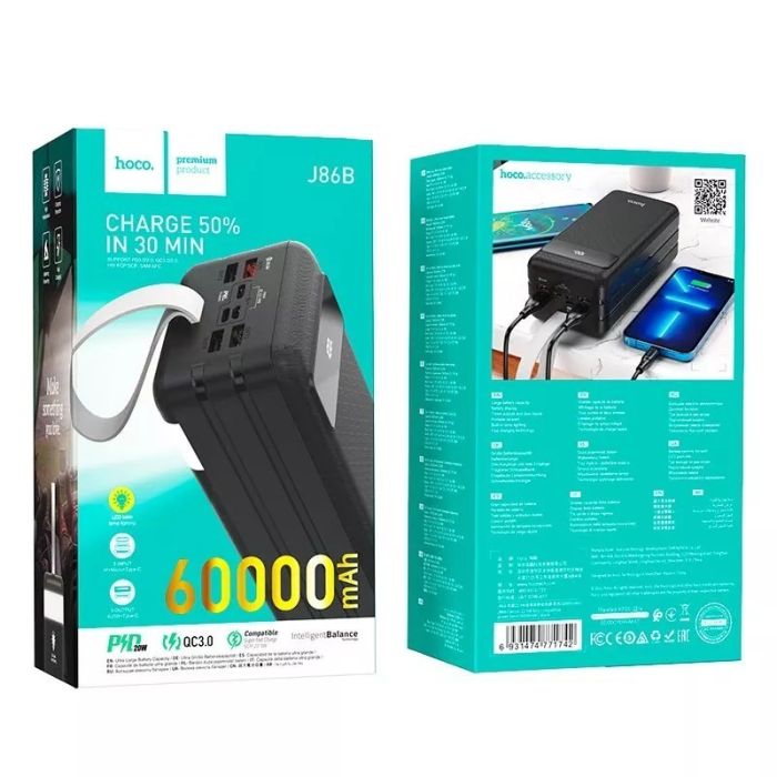 Hoco J86B Electric 60000 mAh 22.5W 5A з ліхтариком чорний