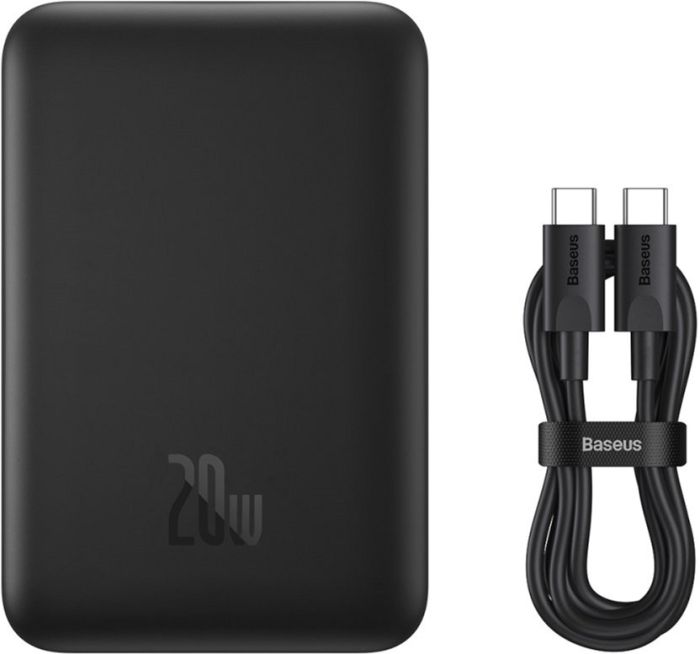 Baseus 10000 mAh 20W міні для айфона Беспровідна зарядка Qi 15WMagSafe mini iPhone Швидка зарядка (PPCX030001) Black