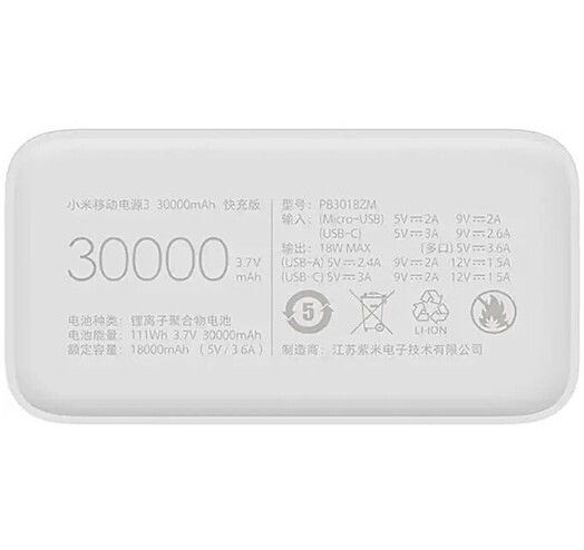 Xiaomi Mi 3 30000 mAh Quick Charge PB3018ZM VXN4307CN White