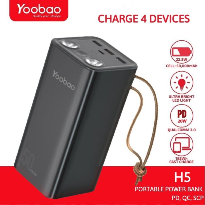 Yoobao H5 185Wh PD 20W/SCP 22.5W Black / / 755860