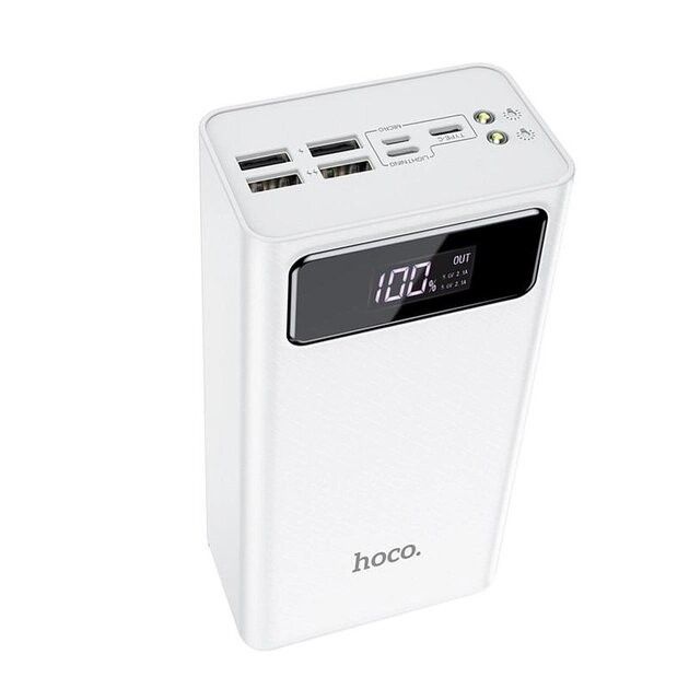 Hoco 50000 mAhJ65B General LED Display (4USB/Lightning/Type-C, 2A) із ліхтариком White