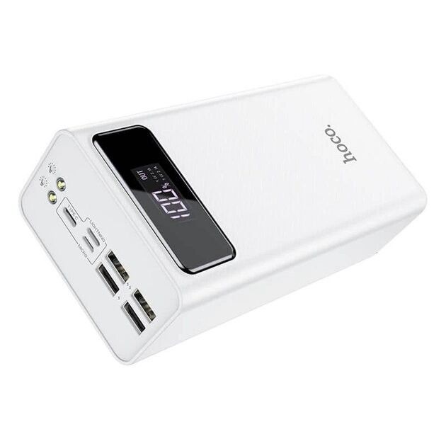 Hoco 50000 mAhJ65B General LED Display (4USB/Lightning/Type-C, 2A) із ліхтариком White