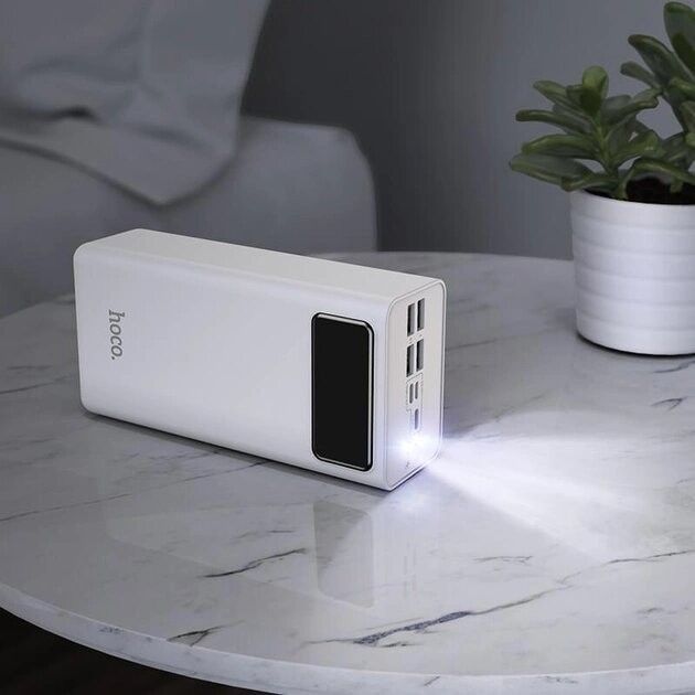 Hoco 50000 mAhJ65B General LED Display (4USB/Lightning/Type-C, 2A) із ліхтариком White