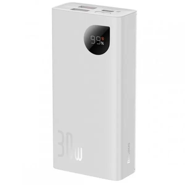 Baseus Adaman2 Digital Display 10000 mAh 30W 5A з технологією QC3.0+PD3.0 2USB+Type-C + Кабель USB to Type-C Білий