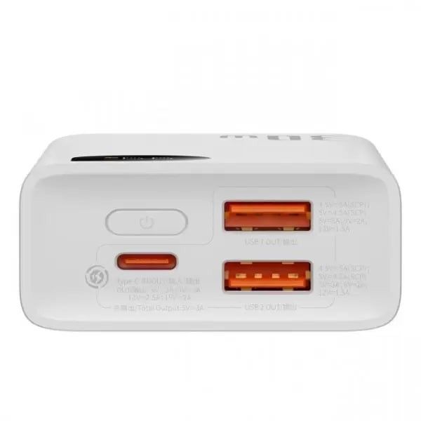 Baseus Adaman2 Digital Display 10000 mAh 30W 5A з технологією QC3.0+PD3.0 2USB+Type-C + Кабель USB to Type-C Білий