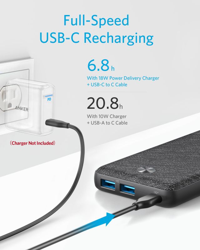 Павер банк батарея Anker PowerCore III Sense 20000 mAh 20W PD (Black) швидка зарядка