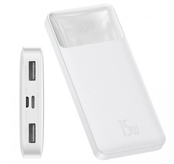 Портативний акумулятор Baseus Bipow Digital Display 10000mAh 15W Overseas Edition PPBD050002 білий