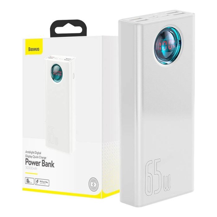Baseus Amblight Digital Display Quick Charge 30000 mAh (PPLG-A02) White 65 W