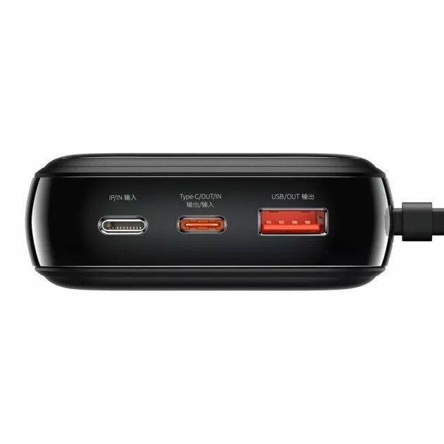 Baseus 20 000 mAh павер бенк для телефону з швидкою зарядкою з вбудованим кабелем, 20W