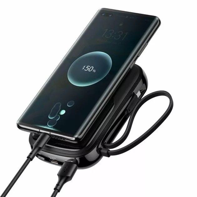 Baseus 20 000 mAh павер бенк для телефону з швидкою зарядкою з вбудованим кабелем, 20W