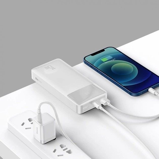 Baseus 20 000 mAh з швидкою зарядкою павер бенк для телефону, 15W, Білий