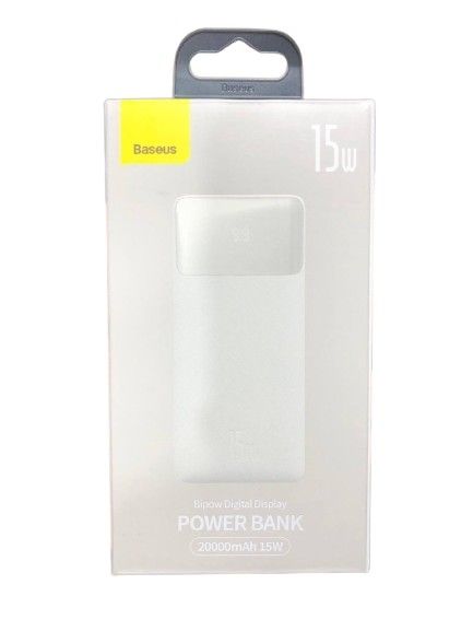 Baseus 20 000 mAh павер бенк для телефону з швидкою зарядкою, 15W, Білий
