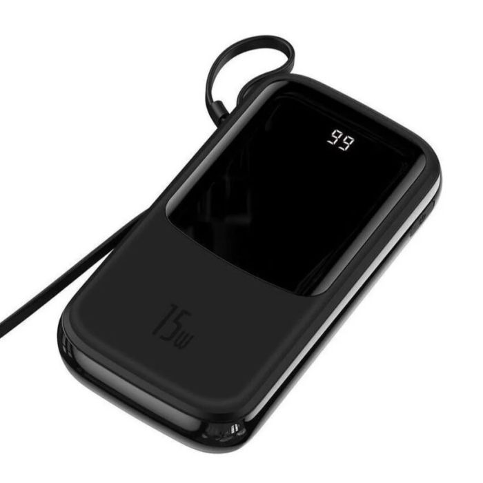 Baseus 20 000 mAh павер бенк для телефону з вбудованим кабелем, 15W