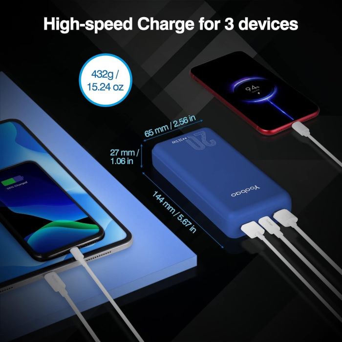 Yoobao 20 000 mAh павер бенк для телефону з швидкою зарядкою, 22,5 W