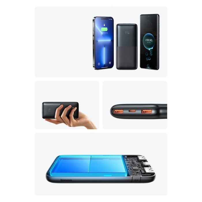 Baseus Bipow Pro Digital Display 10000 mAh |2USB/Type-C, QC/PD, 20W/3A| Black (PPBD040201)