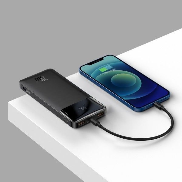 Baseus 10000 mAh 20W 3ABipow Digital Display Швидка зарядка Quick Charge 3.0+PD3.0 2USB/1Type-C Чорний