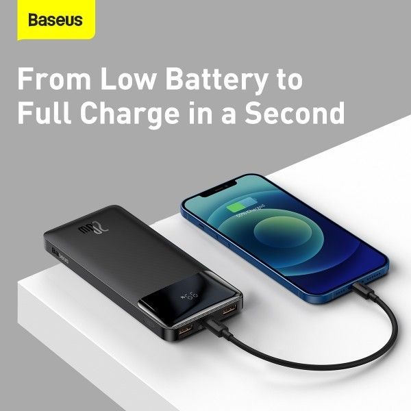 Baseus 10000 mAh 20W 3ABipow Digital Display Швидка зарядка Quick Charge 3.0+PD3.0 2USB/1Type-C Чорний