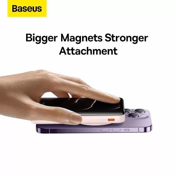 Baseus 10000 mAh 20W 3AMagnetic Bracket Wireless Fast Charge Qi 15W QC3.0+PD3.0 Рожевий