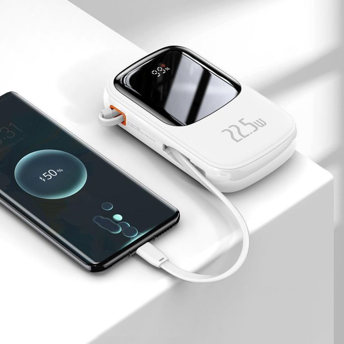 Baseus Qpow із вбудованим кабелем Type-C (22,5 W). White