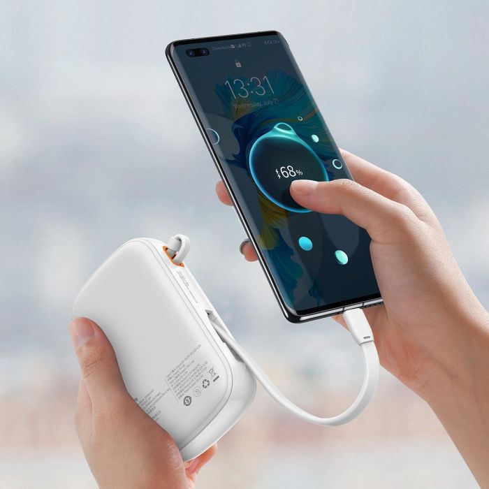 Baseus Qpow із вбудованим кабелем Type-C (22,5 W). White