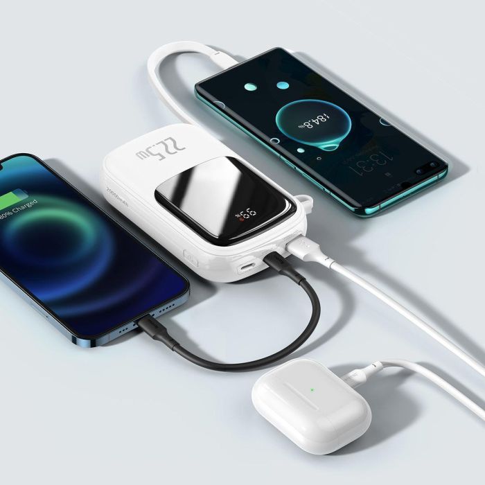 Baseus Qpow із вбудованим кабелем Type-C (22,5 W). White