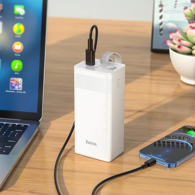 Hoco J86 40000 mAh PD20W/QC/LCD/Lamp Білий