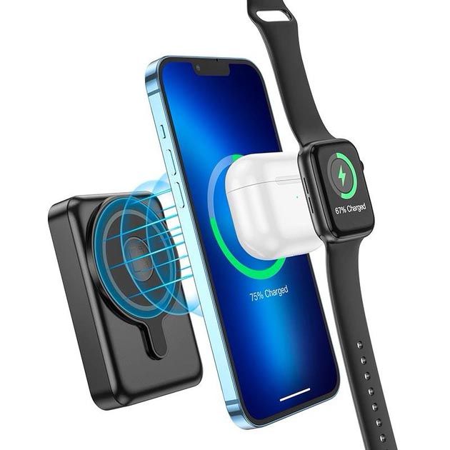 Hoco Q11 10000 mAh PD20W 3-in-1 magnetic PD/Apple-Watch/MagSafe Чорний
