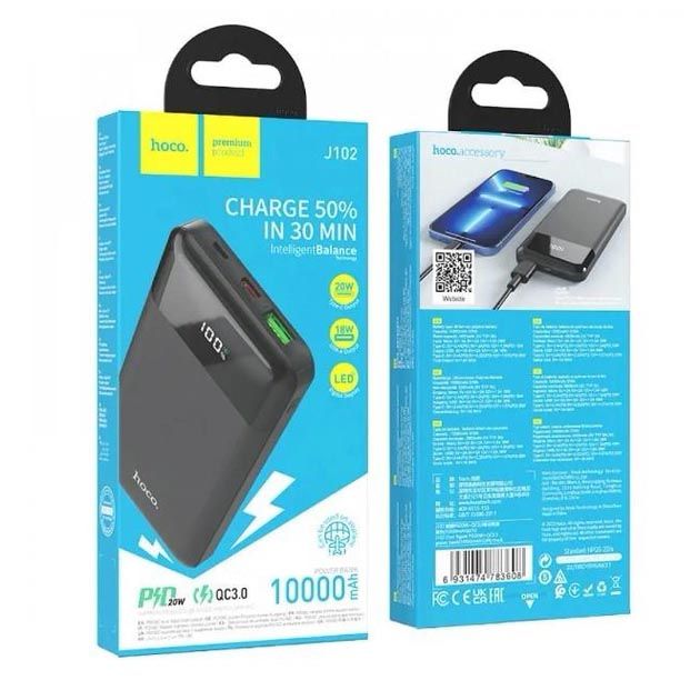 Hoco J102 10000 mAh PD20W+QC3.0 Чорний