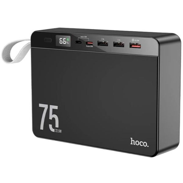 Power Bank Hoco J94 75000mAh 22.5W PD20W/QC/LCD Портативний Акумулятор Повербанк Чорний