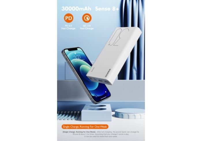 Power Bank Romoss 30000mah Sense8+ (PHP30-401-02) White