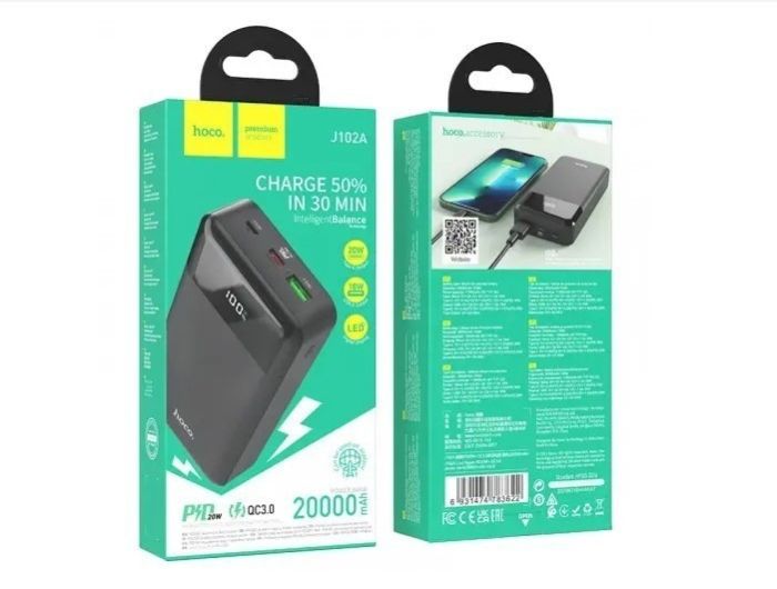 Hoco J102A 20000 mAh (реальна ємність) PD20W+QC3.0 22.5W для телефону