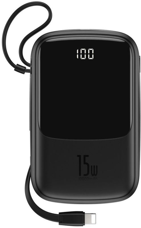 Baseus PPQD-B01 Qpow 10000 mAh із кабелем для iPhone чорний