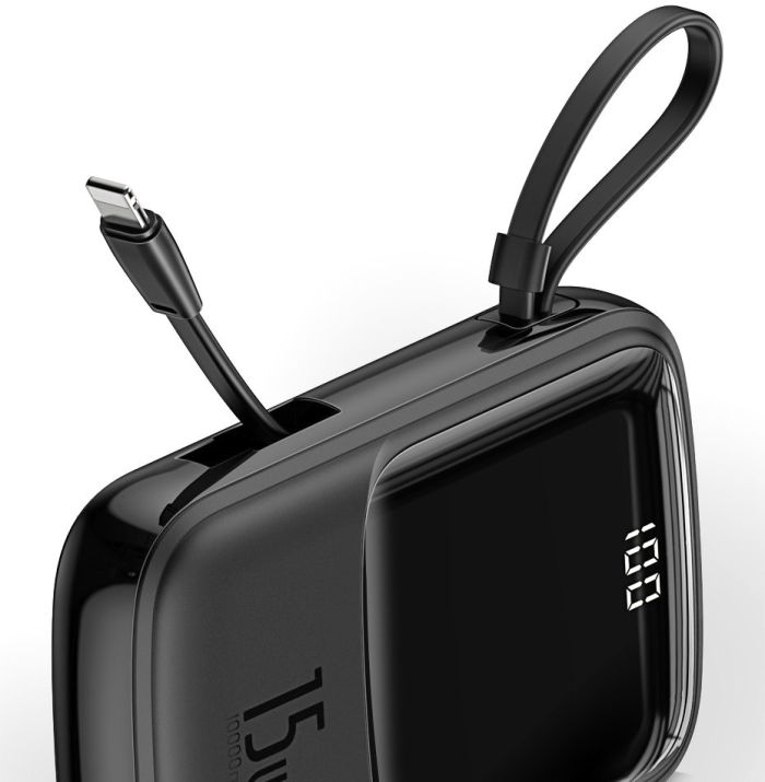 Baseus PPQD-B01 Qpow 10000 mAh із кабелем для iPhone чорний