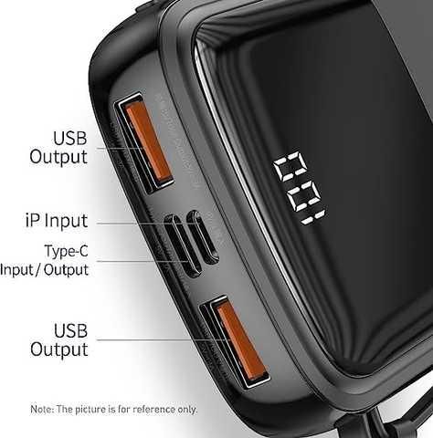 Baseus PPQD-B01 Qpow 10000 mAh із кабелем для iPhone чорний