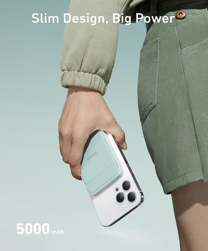 Anker 622 Magnetic Magsafe Powerbank 5000 mAh iPhone 15/15 Pro/15 Pro Max iPhone 14/ 13/12 Series Buds Green (A1611)
